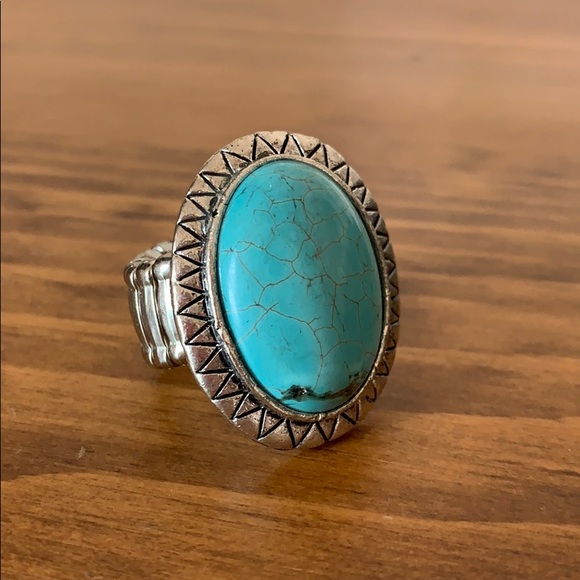 Jewelry - Turquoise Stone Ring With Stretchy Band